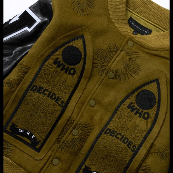 WHO DECIDES WAR Namesake Varsity Olive Jacket - Picture 3 of 7